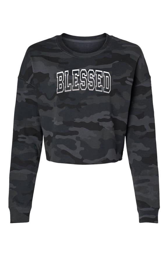 Blessed Camo Cropped Crew