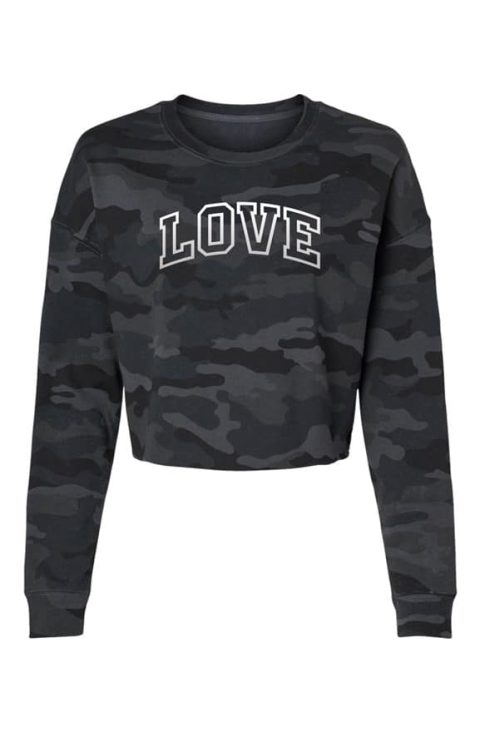 Love Camo Cropped Crew