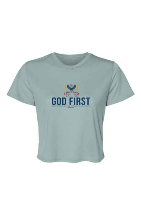 God Bless America - God First Patriotic Flowy Crop