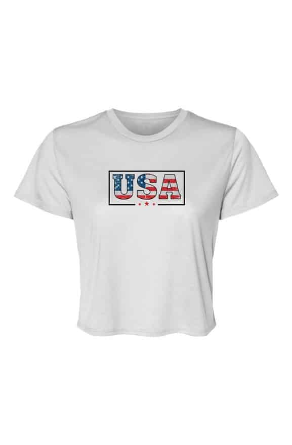 jpg USA Patriotic Flowy Cropped Tee