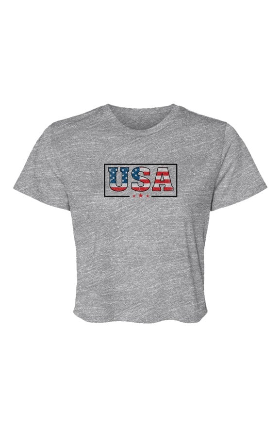 jpg USA Patriotic Flowy Cropped Tee