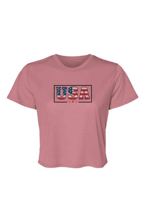jpg USA Patriotic Flowy Cropped Tee