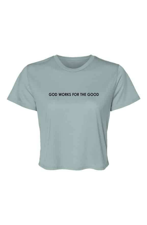 jpg God Works For the Good Flowy Cropped Top