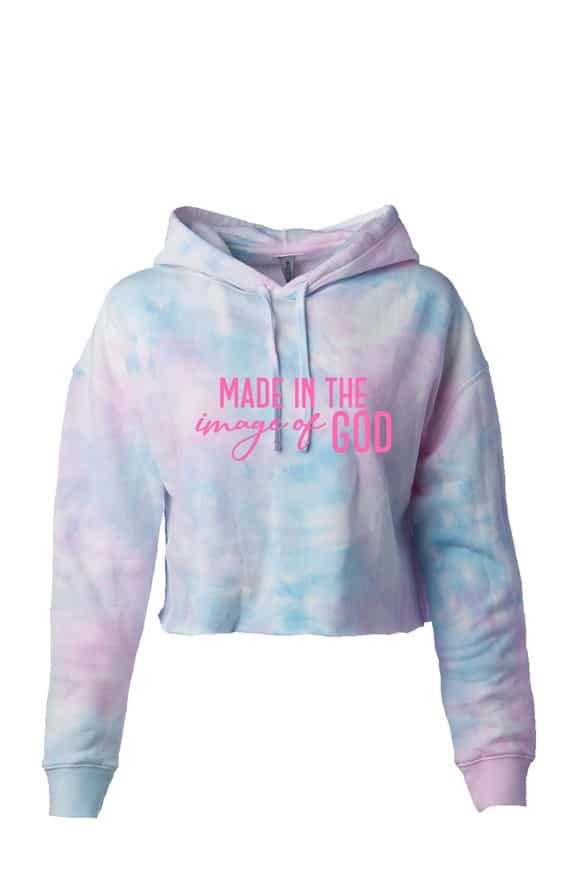 Made in the Image of God Tie Dye Crop Hoodie