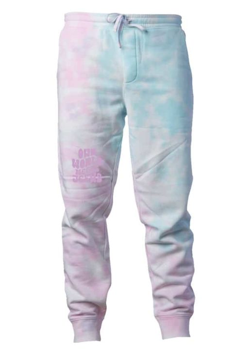 Our World Needs Jesus Tie Dye Jogger Pants