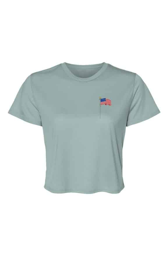 jpg Flag Patriotic Flowy Cropped Tee