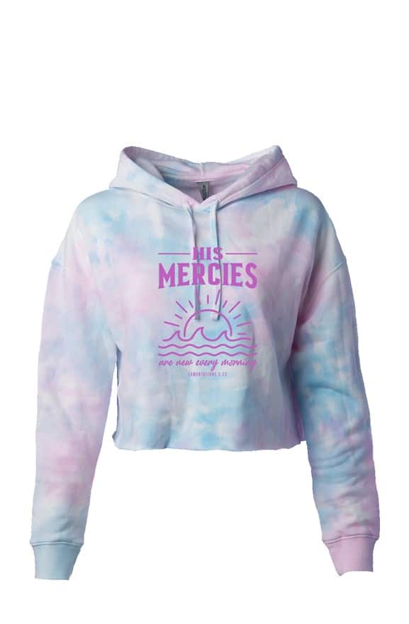 jpg His Mercies Tie Dye Crop Hoodie