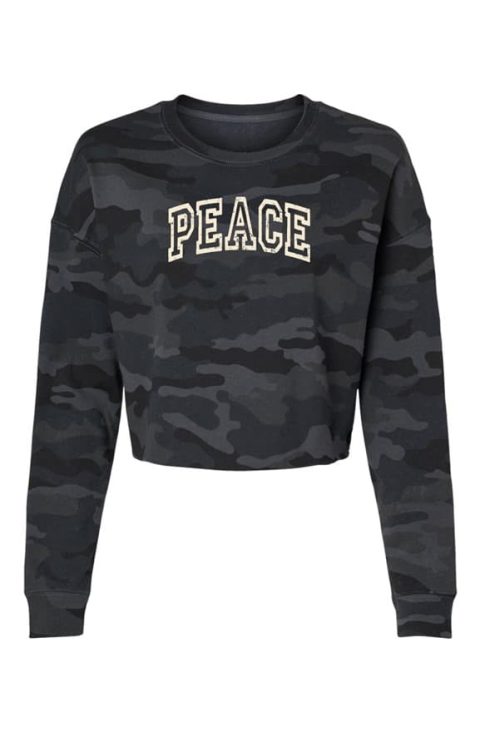 Peace Camo Cropped Crew