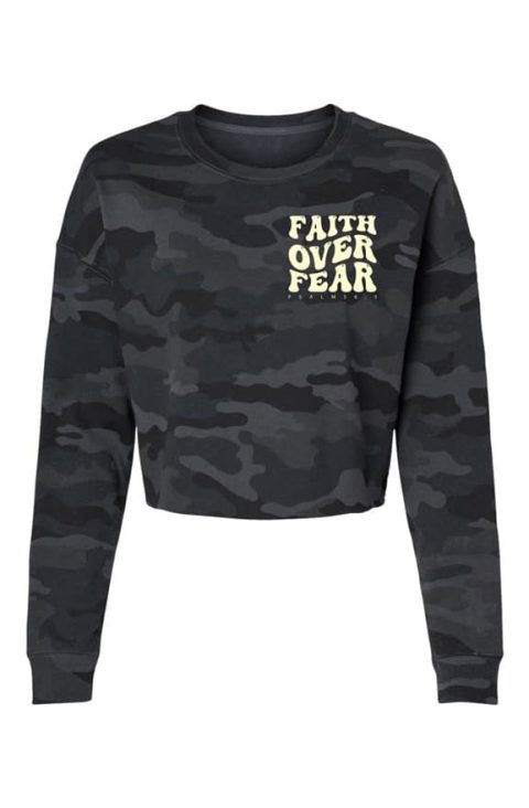 Faith Over Fear Camo Cropped Crew
