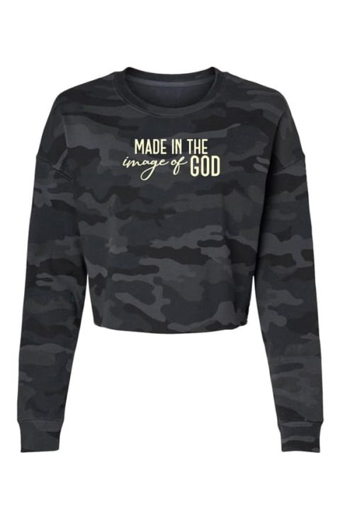 Made in the Image of God Camo Cropped Crew